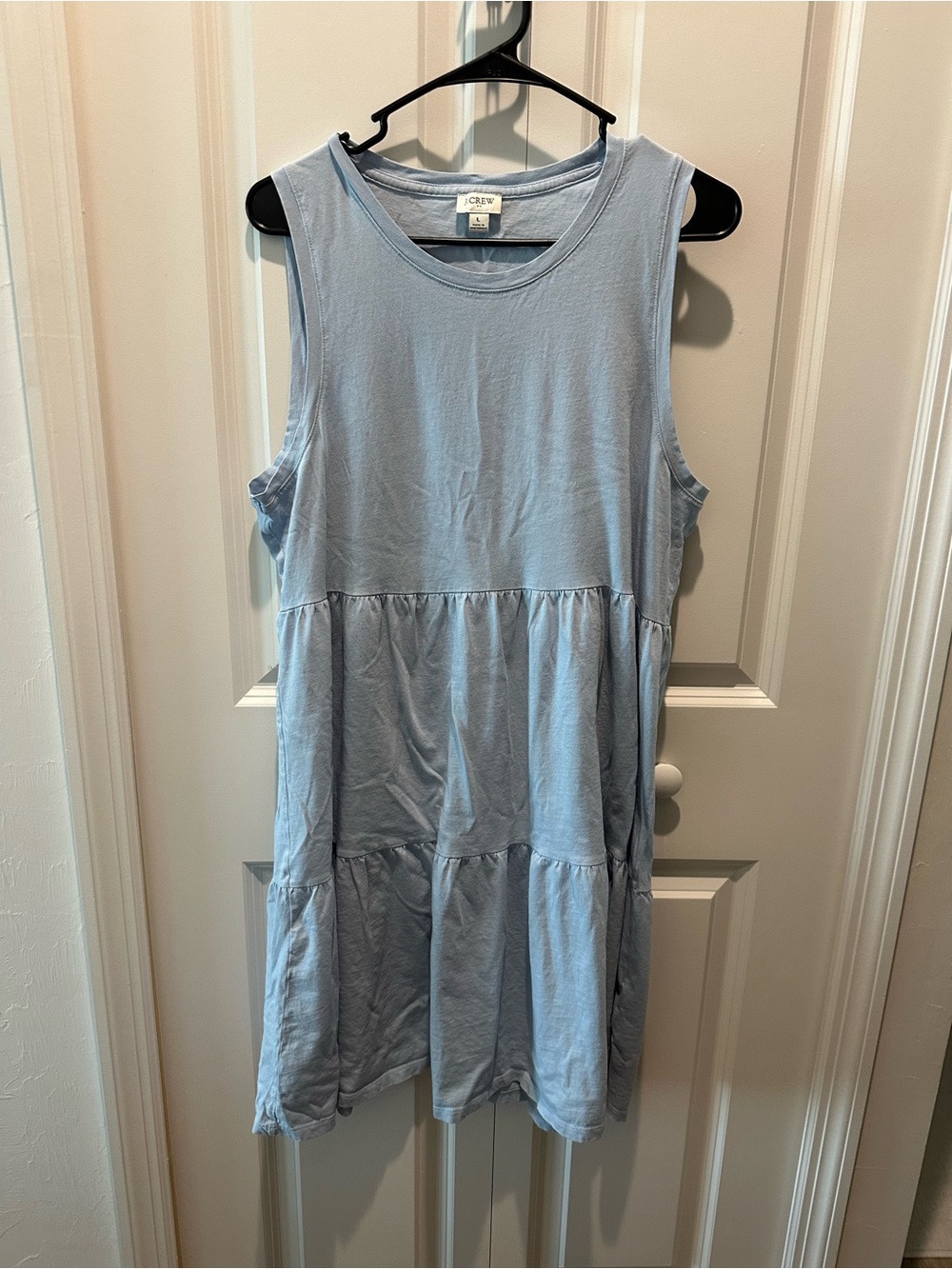 J. Crew Sleeveless Tiered Tank Dress - Light Blue 100% cotton size Large